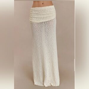 Meshki Petra Ruched Knit Maxi Skirt - Ivory